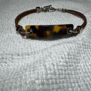 Lauren Ralph Lauren Brown Leather Bracelet with Tortoise Shell Accent